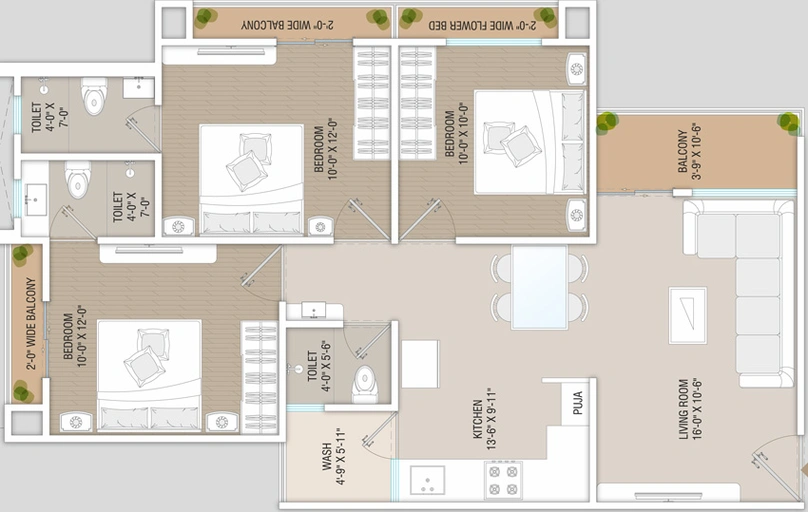 3 BHK Flat in Shantam Nirvanta in Chhani, Vadodara - Image 498723