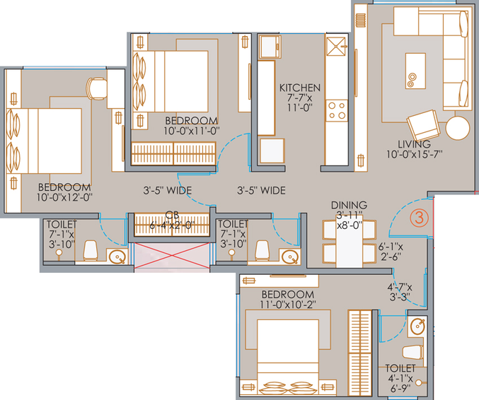 3 BHK Flat in Veena Synergy in Andheri East, Mumbai - Image 658776