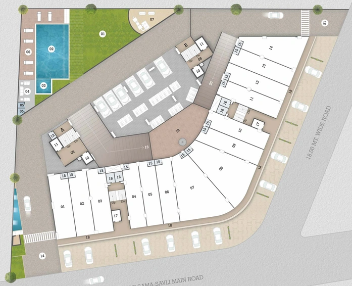 Master Plan of Shrimay Bellevue in Sama Savli Road, Vadodara - Image 41824