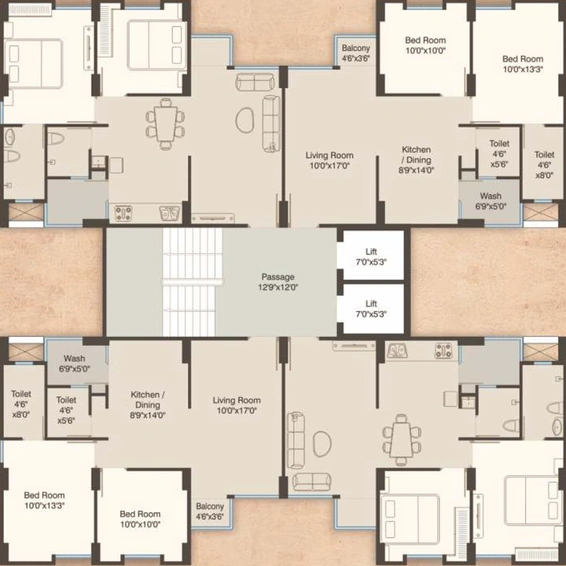 Floor Plan of Darshanam Aagman in Waghodia Road, Vadodara - Image 103257