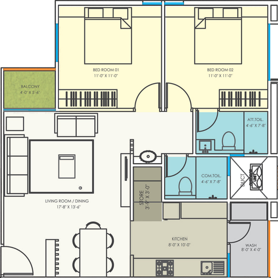 2 BHK Flat in Shree Balaji Wind in Bapunagar, Vadodara - Image 483920