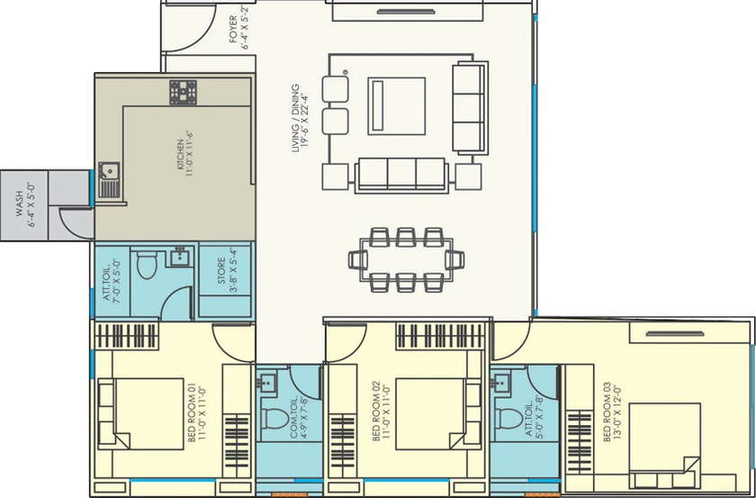 3 BHK Flat in Shree Balaji Wind in Bapunagar, Vadodara - Image 483921
