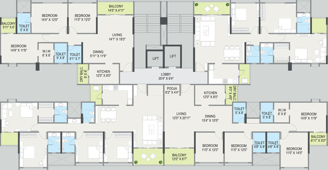 Floor Plan of Kanchan Osian One And Only in Mundhwa, Pune - Image 26464