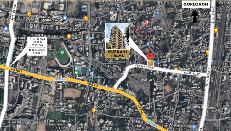 Location of Gurnani Palms in Andheri West, Mumbai - Image 44293