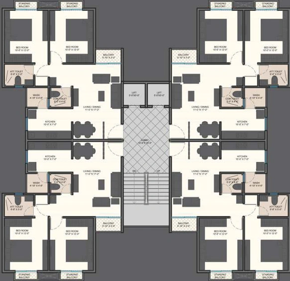 Floor Plan of Shree Balaji Skyrise in Atladara, Vadodara - Image 42295