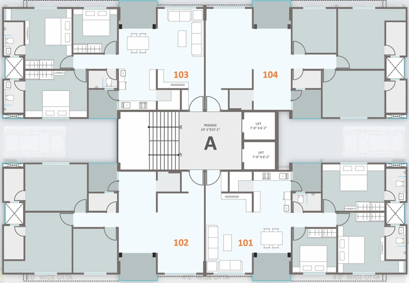 Floor Plan of Pride Seasons Skyline in Bhayli Road, Vadodara - Image 42377