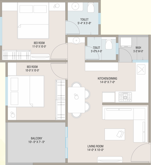 2 BHK Flat in Samruddhi Skyrise 1 in Kalali, Vadodara - Image 484379