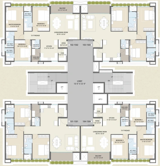 Floor Plan of Neptune Greenwoods Aaranya in Vadiwadi, Vadodara - Image 42704