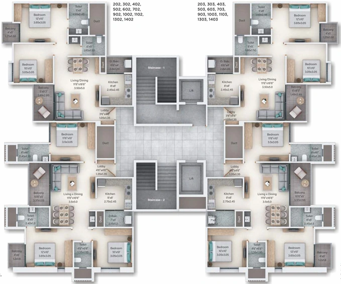 Floor Plan of Majestique Rhythm County in Handewadi, Pune - Image 16048