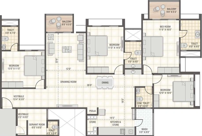 4 BHK Flat in Swagat Agacia in Sargasan, Gandhinagar - Image 459845