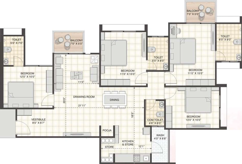 4 BHK Flat in Swagat Agacia in Sargasan, Gandhinagar - Image 459843