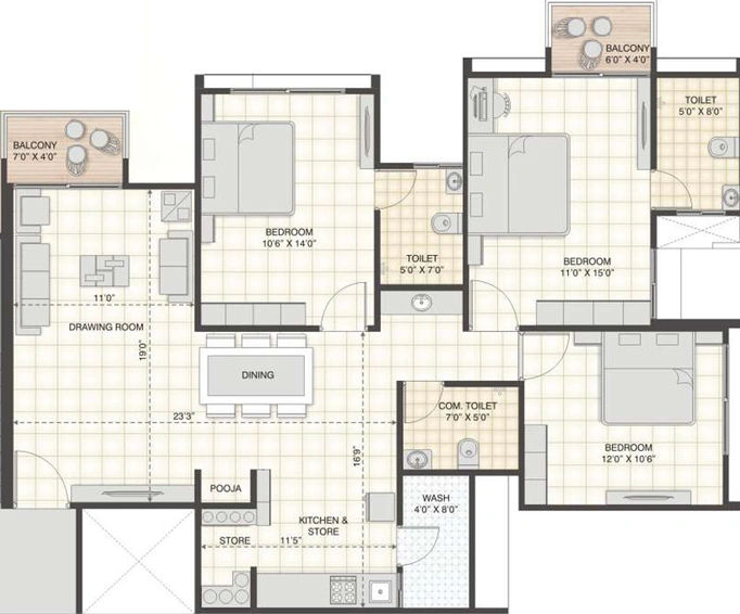 3 BHK Flat in Swagat Agacia in Sargasan, Gandhinagar - Image 459842