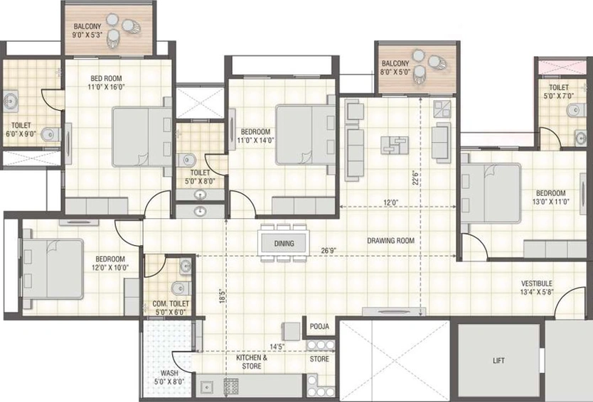 4 BHK Flat in Swagat Agacia in Sargasan, Gandhinagar - Image 459844