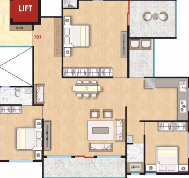 3 BHK Flat in Deep Akash Lifestyle in Govind Nagar, Nashik - Image 432678
