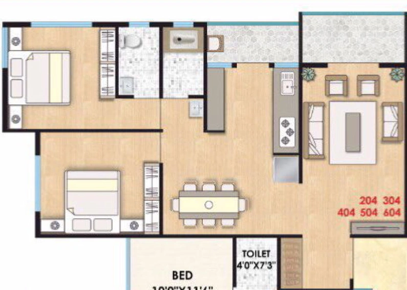 2 BHK Flat in Deep Akash Lifestyle in Govind Nagar, Nashik - Image 432677