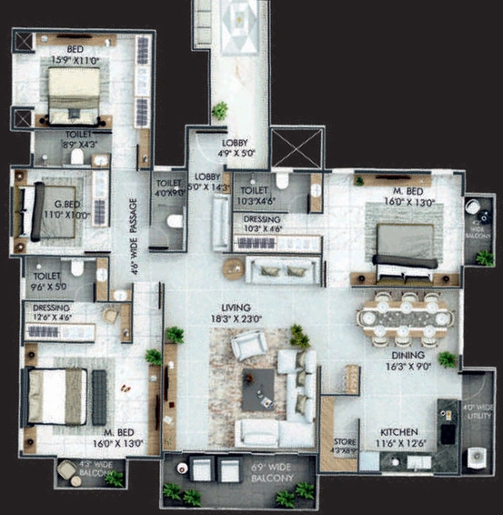 4 BHK Flat in Deepak Three leaves in Govind Nagar, Nashik - Image 627164
