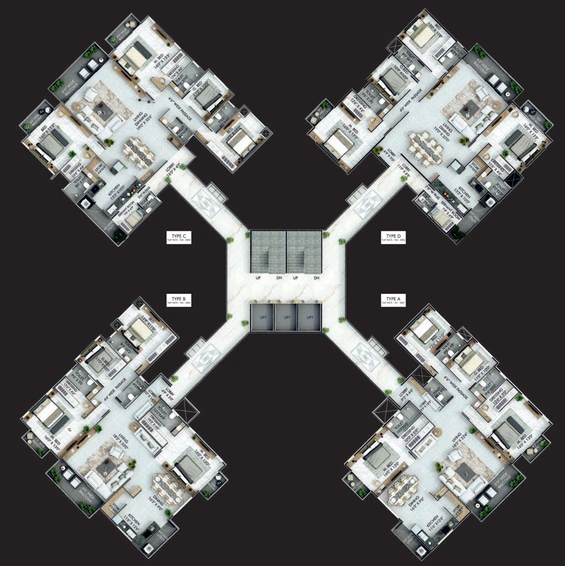 Floor Plan of Deepak Three leaves in Govind Nagar, Nashik - Image 81455