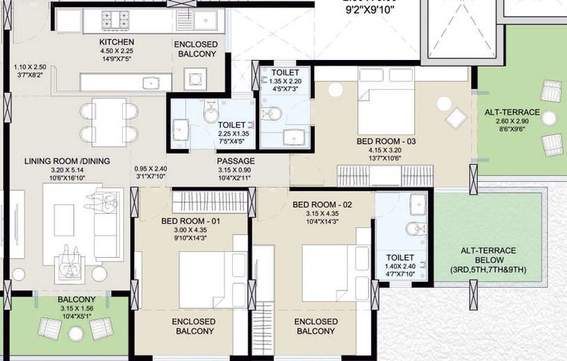 3 BHK Flat in Janaki Shantiniketan in Govind Nagar, Nashik - Image 684309