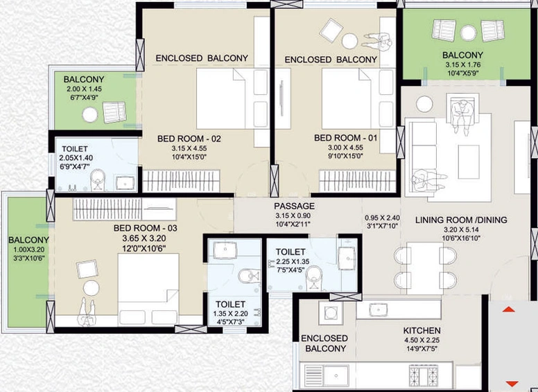 3 BHK Flat in Janaki Shantiniketan in Govind Nagar, Nashik - Image 684308
