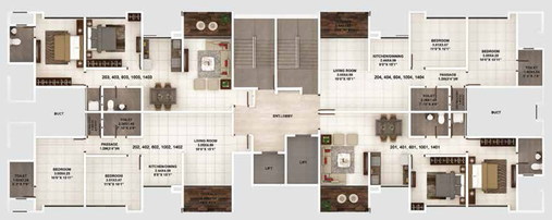 Floor Plan of Kumar Pebble Park in Hadapsar, Pune - Image 15942