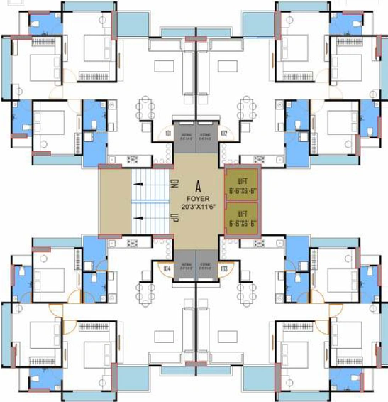Floor Plan of Sakar Heights in Vaishnodevi Circle, Ahmedabad - Image 33666