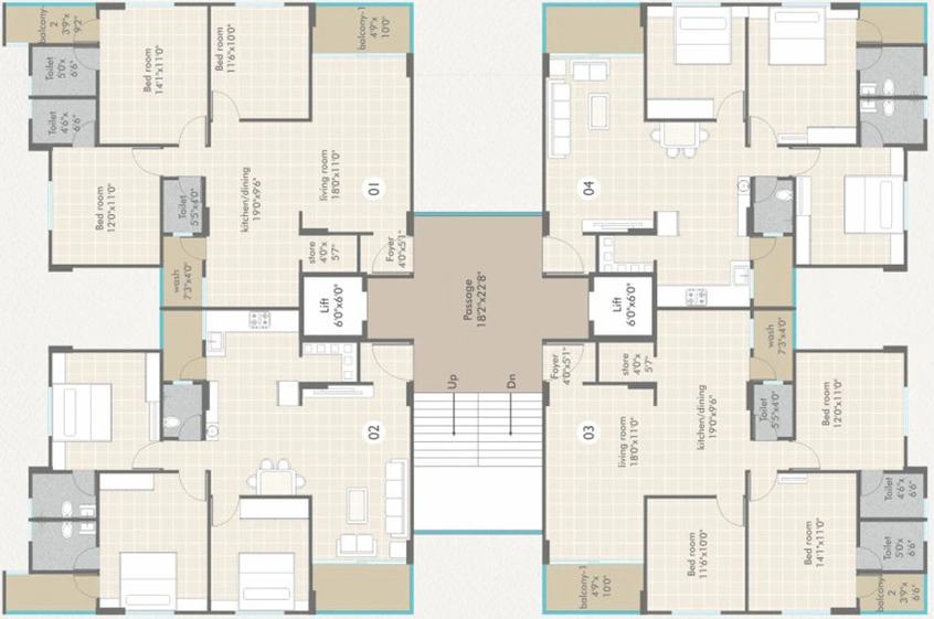 Floor Plan of Samanvay West Breeze in Gotri, Vadodara - Image 43305