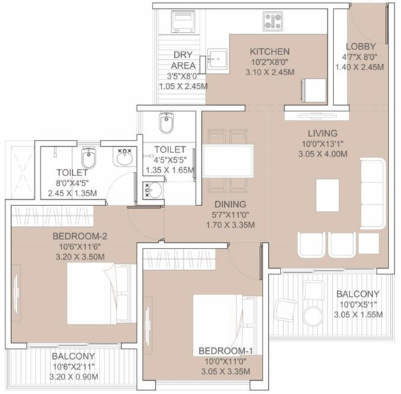 2 BHK Flat in Venkatesh Mi Casa in Hadapsar, Pune - Image 431322