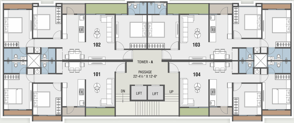 Floor Plan of Meadows Skyline in Bill, Vadodara - Image 43409
