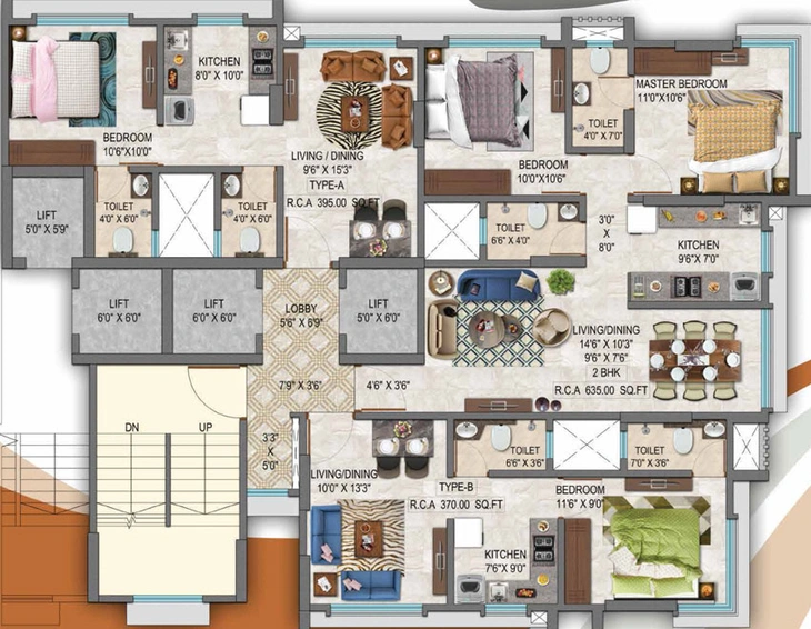 Floor Plan of HF Blossom Residency in Vile Parle East, Mumbai - Image 79428