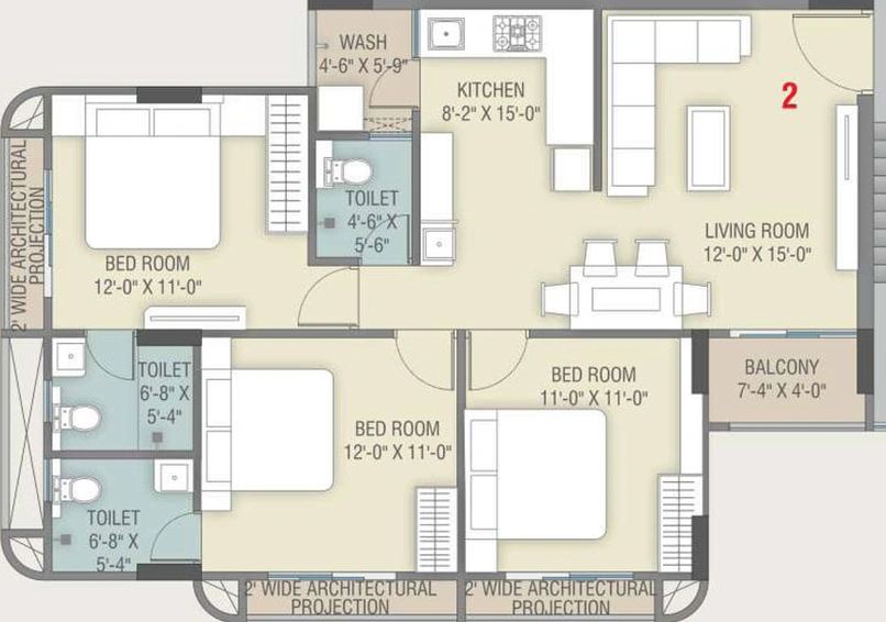 3 BHK Flat in Samanvay Saatvik in Kalali, Vadodara - Image 486129