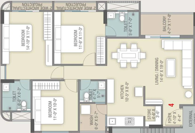 3 BHK Flat in Samanvay Saatvik in Kalali, Vadodara - Image 486130