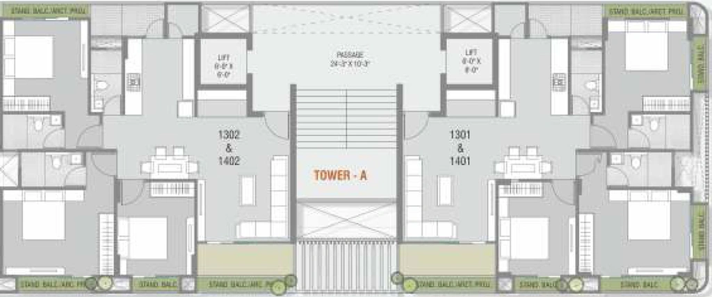 Floor Plan of Iconic Shivaay Serene in Sama Savli Road, Vadodara - Image 43833