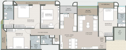 4 BHK Flat in Nexon Elite in Sama Savli Road, Vadodara - Image 486200