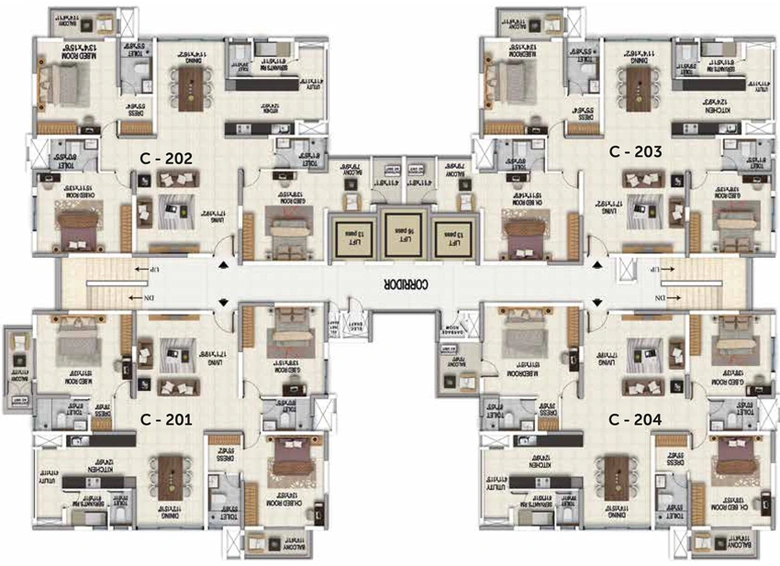 Floor Plan of Sattva Magnificia in Old Madras Road, Bangalore - Image 45640