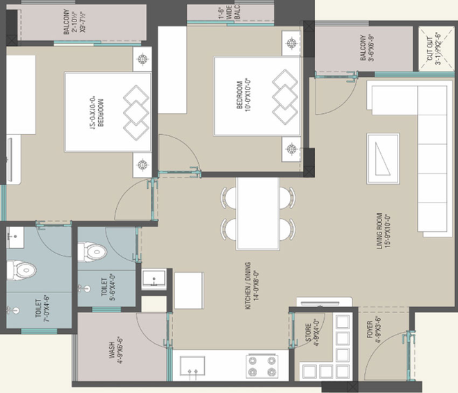 2 BHK Flat in Aadhya Fortune 2 in Vasna Bhayli Main Road, Vadodara - Image 486270