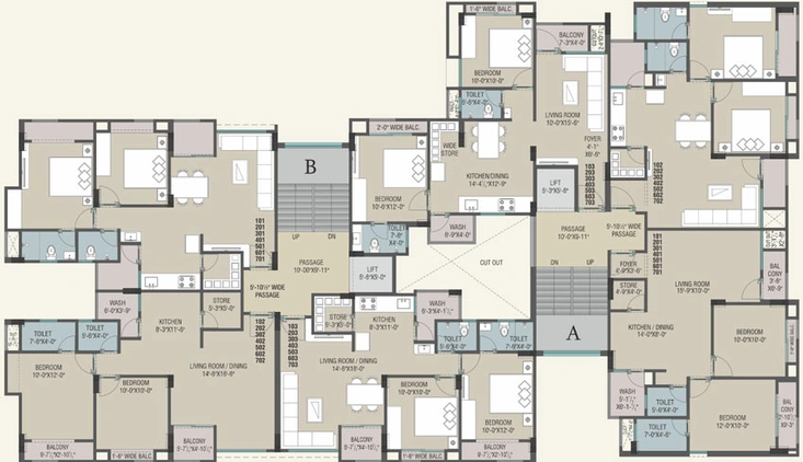 Floor Plan of Aadhya Fortune 2 in Vasna Bhayli Main Road, Vadodara - Image 43898