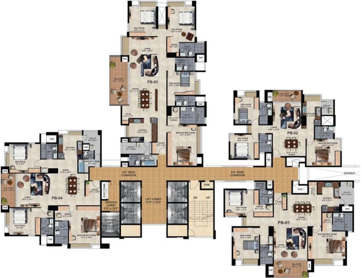 Floor Plan of The Presidential Tower in Yeshwanthpur, Bangalore - Image 121663