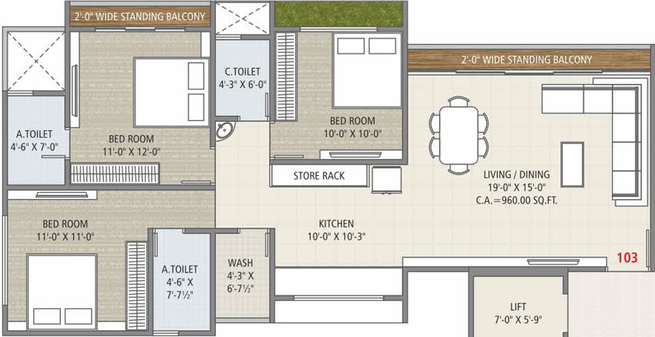 3 BHK Flat in Bhavyaraj Orchid Fantasia in Palanpur, Surat - Image 472494