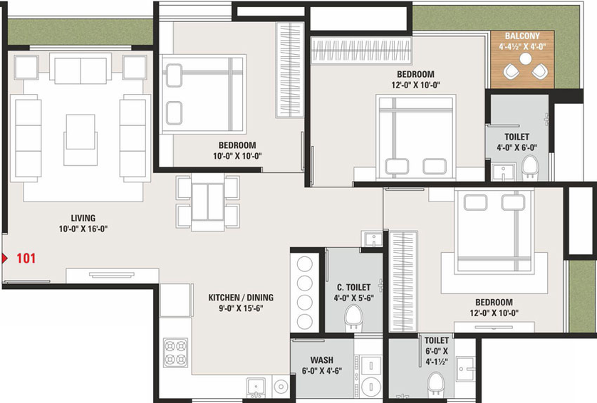3 BHK Flat in Globcon Splendora in Palanpur, Surat - Image 472667