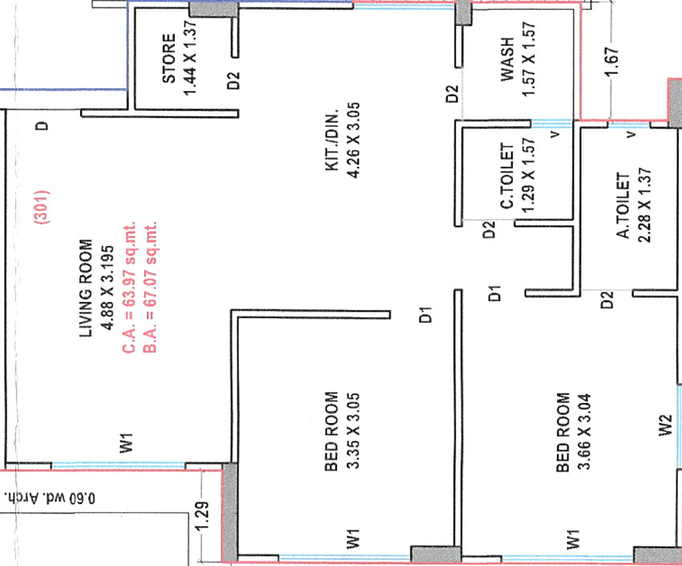 2 BHK Flat in Mahadev Omkar Heights in Jahangirabad, Surat - Image 473004