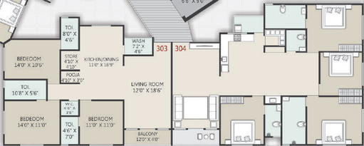 Floor Plan of Prestige Oliva Pride in Althan, Surat - Image 40083