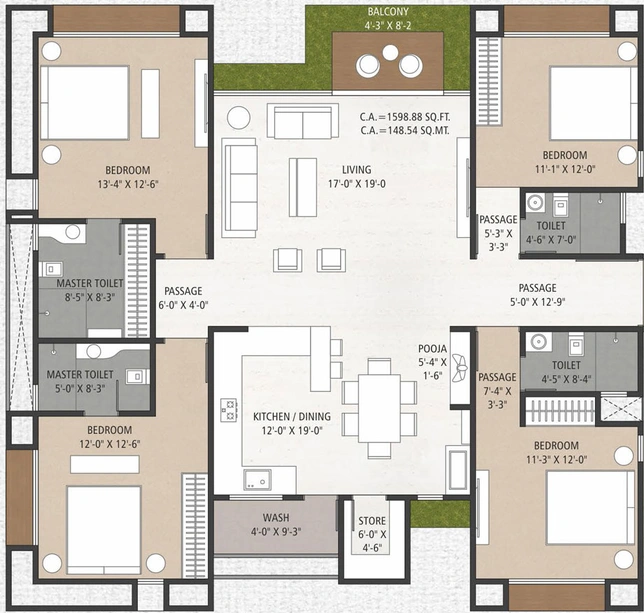 4 BHK Flat in Samarth Martand Hills in Bhimrad, Surat - Image 586652