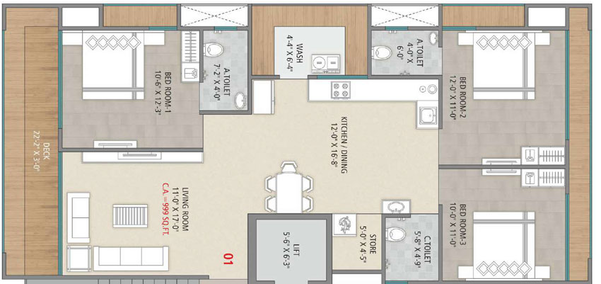 3 BHK Flat in Shiv Siddhi in Pal Gam, Surat - Image 257694