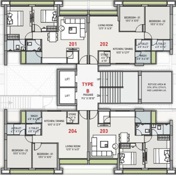 Floor Plan of The Unity Tower in Sarthana Jakat Naka, Surat - Image 75814