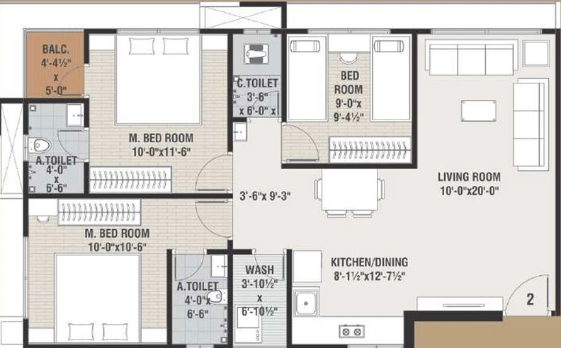 3 BHK Flat in Vitoria Heights in Jahangirabad, Surat - Image 257467