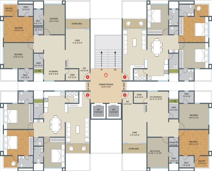 Floor Plan of Meera Park in Vesu, Surat - Image 1527