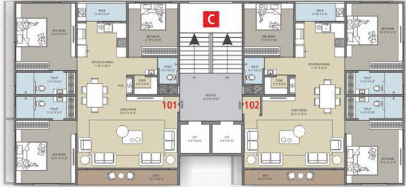 Floor Plan of SNS Glorina World in Vesu, Surat - Image 1572