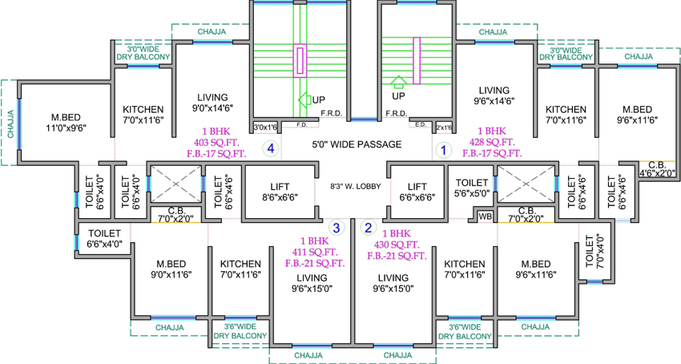 Floor Plan of Ostwal Paradise in Mira Road East, Thane - Image 28967