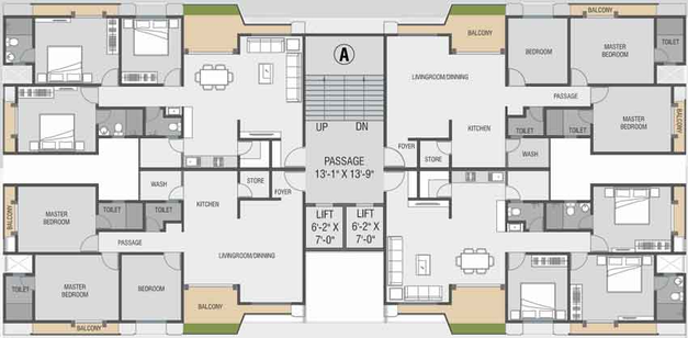 Floor Plan of Swastika Heights in Bhayli Road, Vadodara - Image 43942