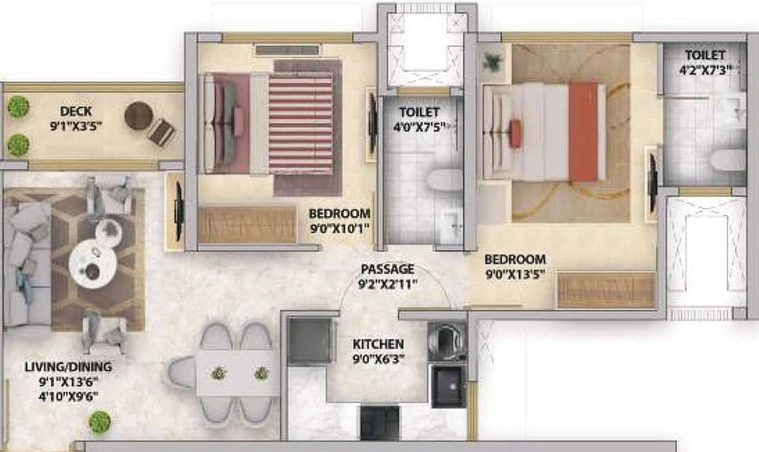 2 BHK Flat in Runwal Avenue in Kanjurmarg East, Mumbai - Image 489361